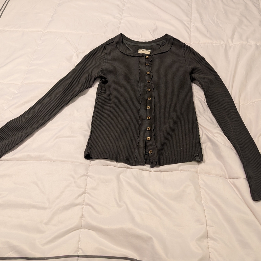 We The Free Charcoal Ribbed Top